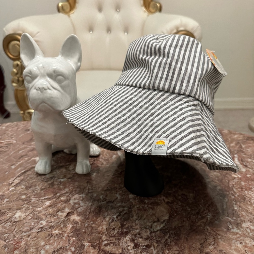 CC Black and White Striped Hat Classic Pinstripe Design